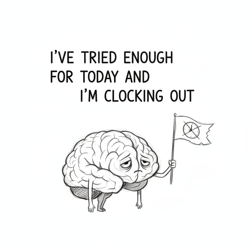 Tired Brain Sketch Illustration