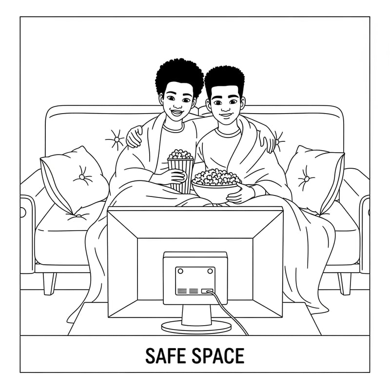 Black Couple Relaxing Coloring Page