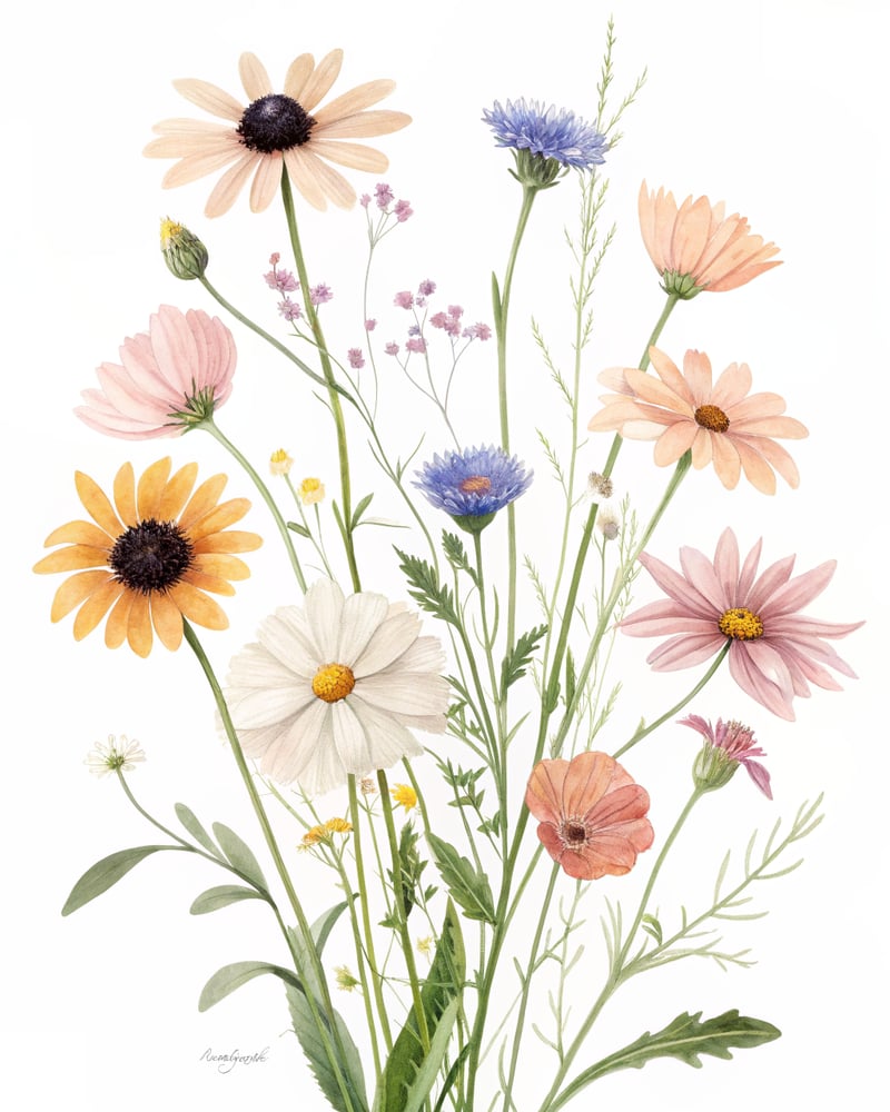 Watercolor Wildflower Arrangement