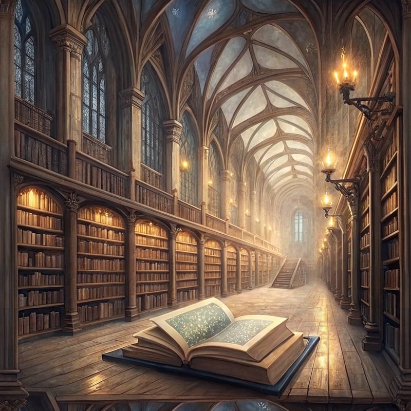 Magical Hogwarts Library Scene