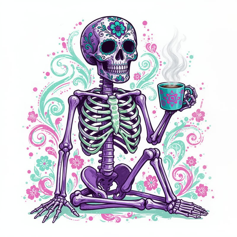 Colorful Day of the Dead Skeleton Art