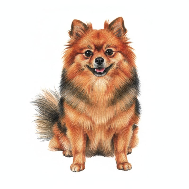 Realistic Red Sable Pomeranian Drawing