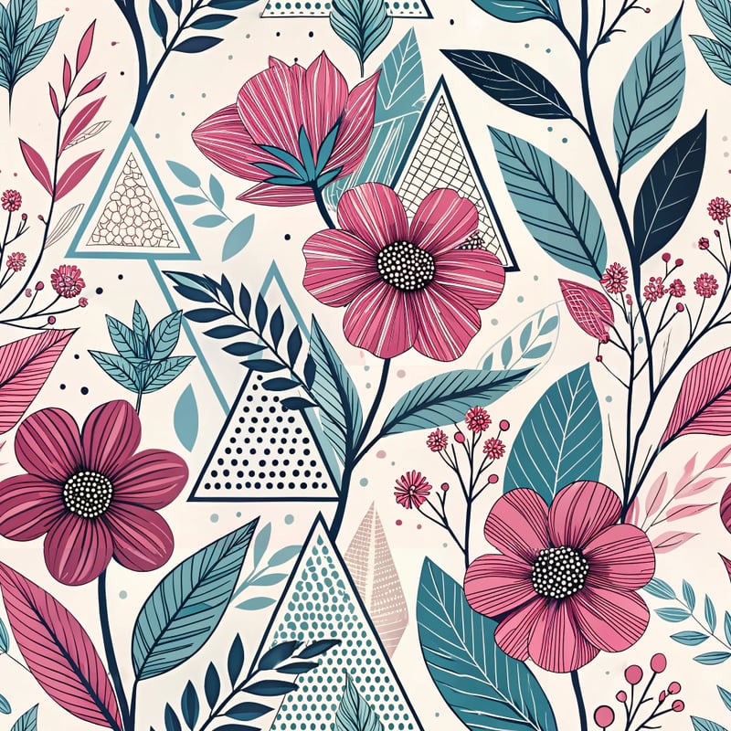 Retro 1960s Magenta Wildflowers Vector