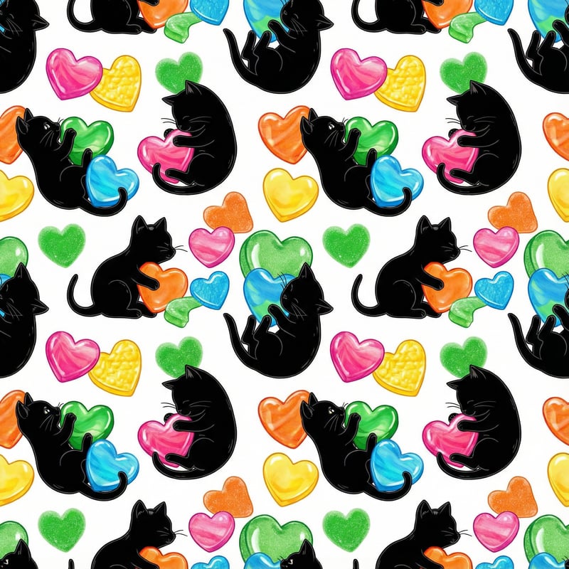 Photo-Realistic Black Kittens Pattern