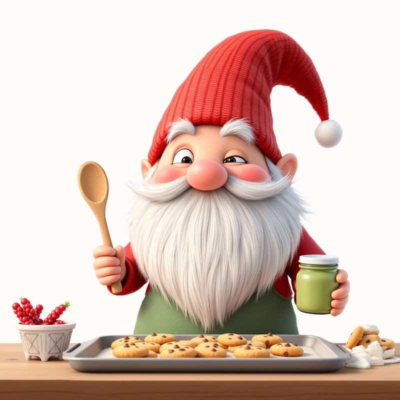 Whimsical Christmas Gnome Baking Cookies