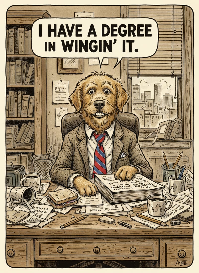 Dog Cartoon with Upside Down Tie