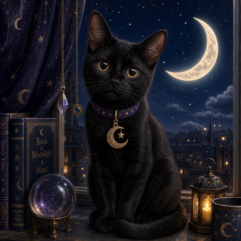 Moon-Charm Black Cat