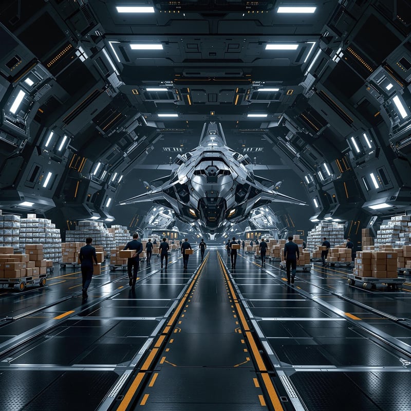 Cinematic Starship Cargo Loading Area