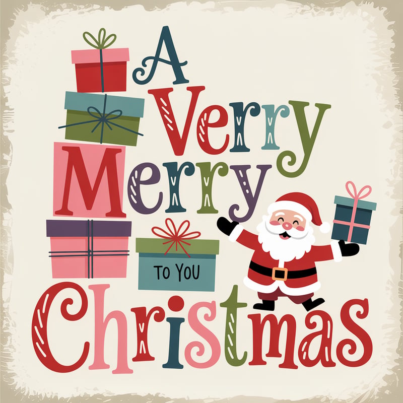 Vintage Santa Christmas Card Illustration