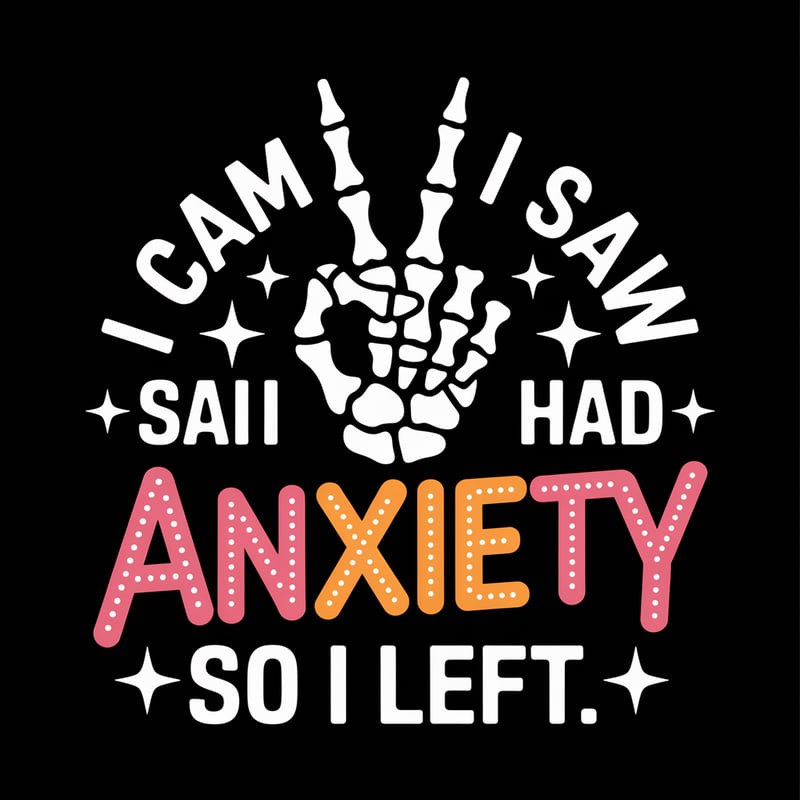 Black T-Shirt with Skeletal Peace Sign