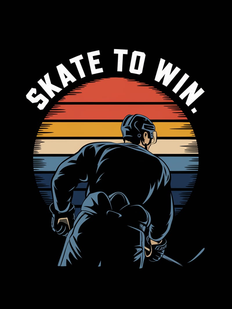 Vintage Ice Hockey Player Silhouette