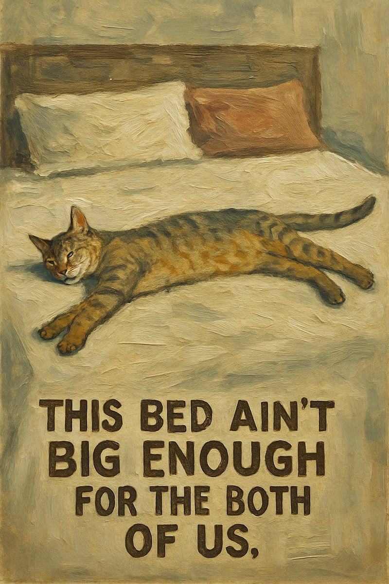 Acrylic Painting of a Cat on Bed