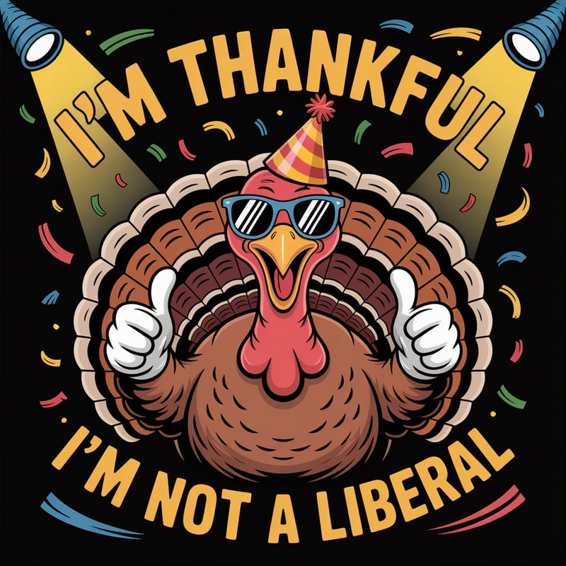Thanksgiving Turkey Cartoon with Sunglasses