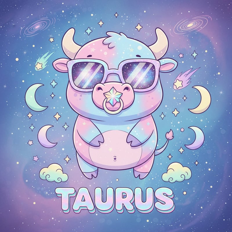 Kawaii Taurus Bull with Space Sunglasses