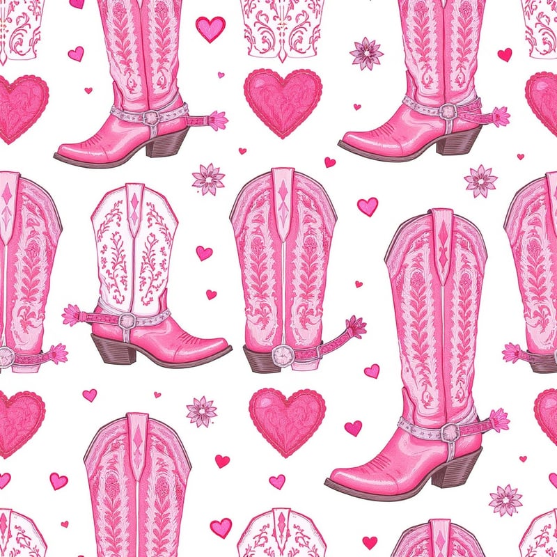 Seamless Cowgirl Boots Pattern