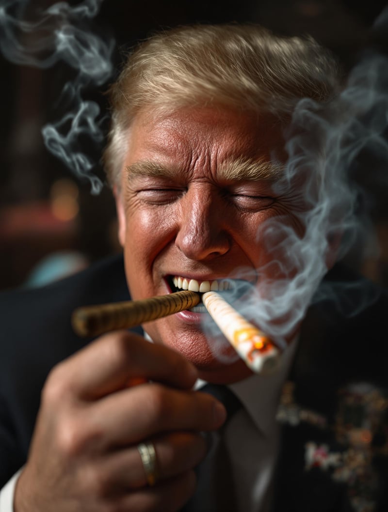 Ultra-Realistic Portrait of Trump Laughing