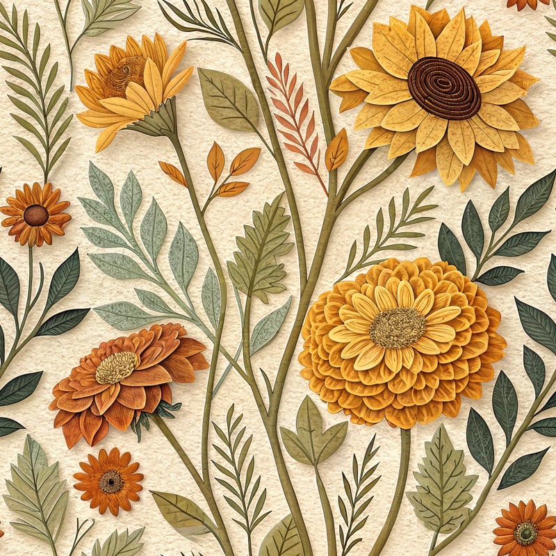 Sunflowers and Marigolds Paper Art