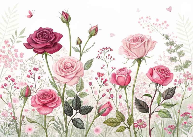Vivid Illustration of Small Roses