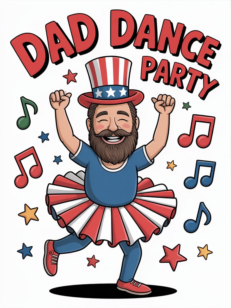Dad Dance Party Cartoon