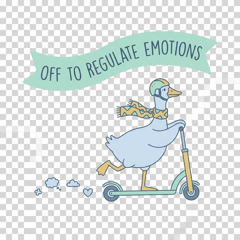 Scarf Goose on Scooter — OFF TO REGULATE EMOTIONS
