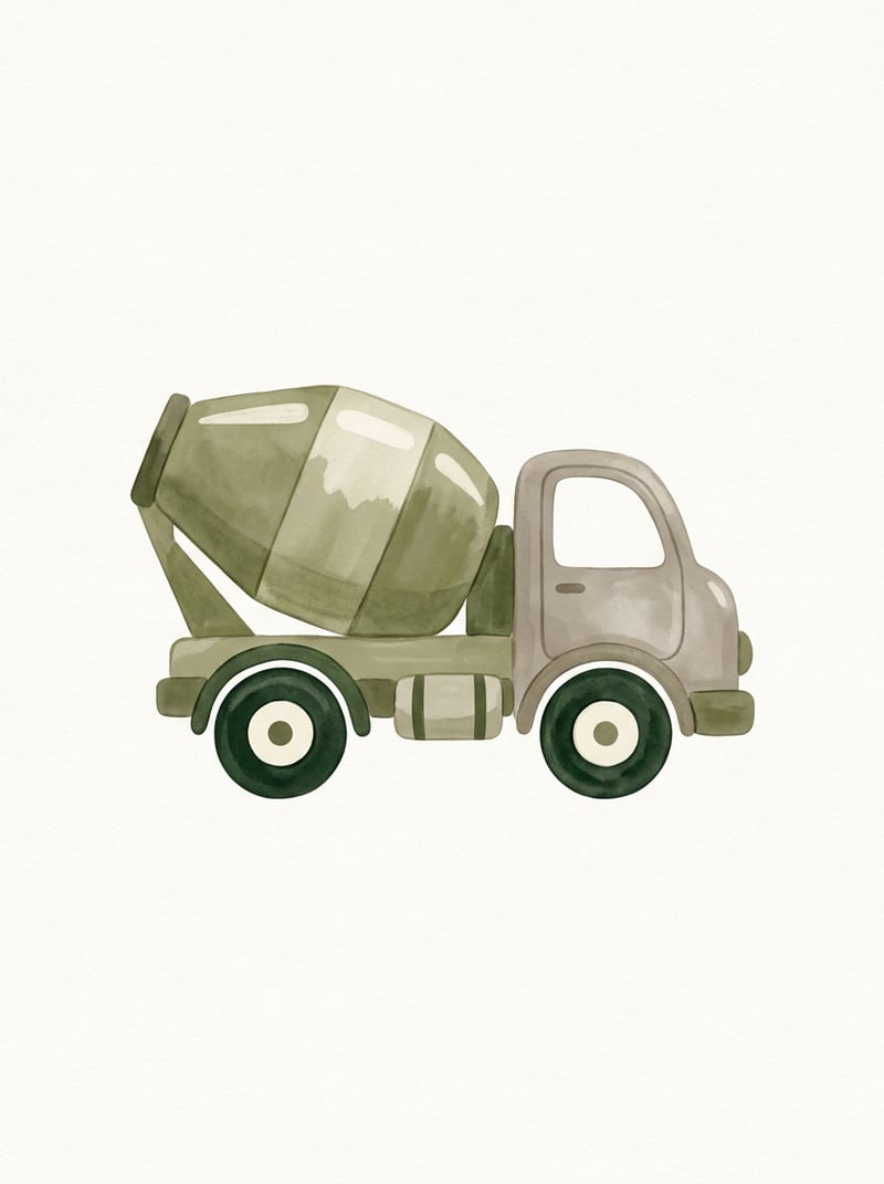Minimalist Cement Mixer Nursery Art