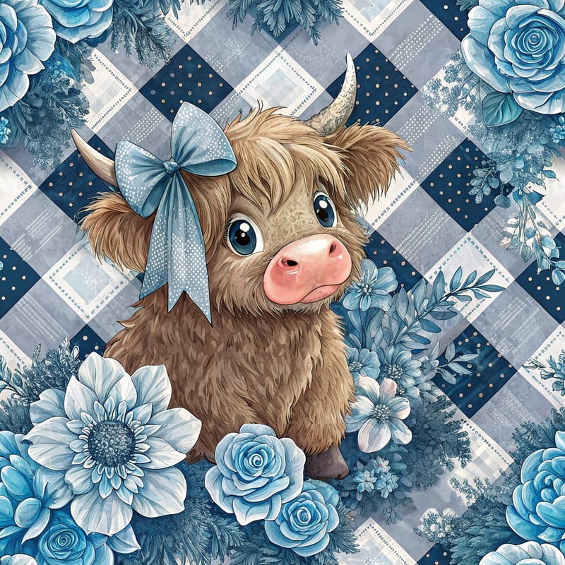 Cute Baby Highland Cow Illustration