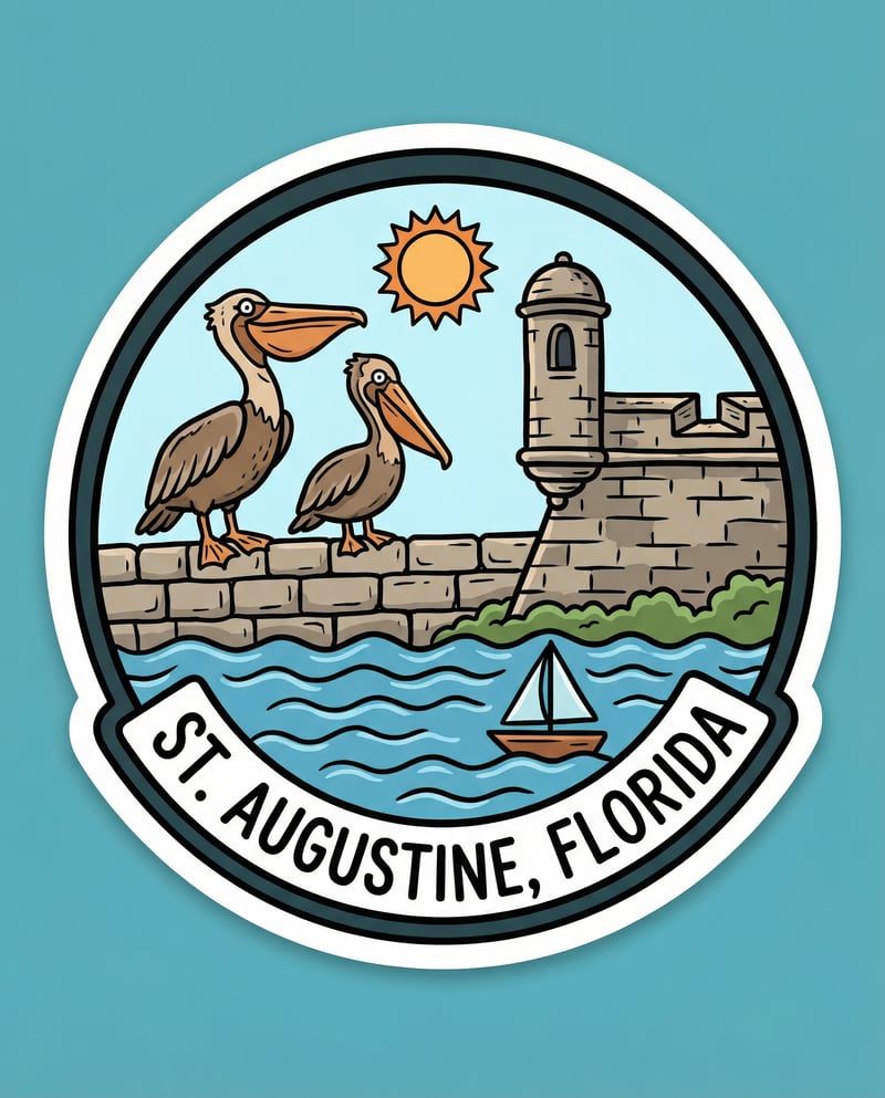St Augustine Florida Cartoon Badge