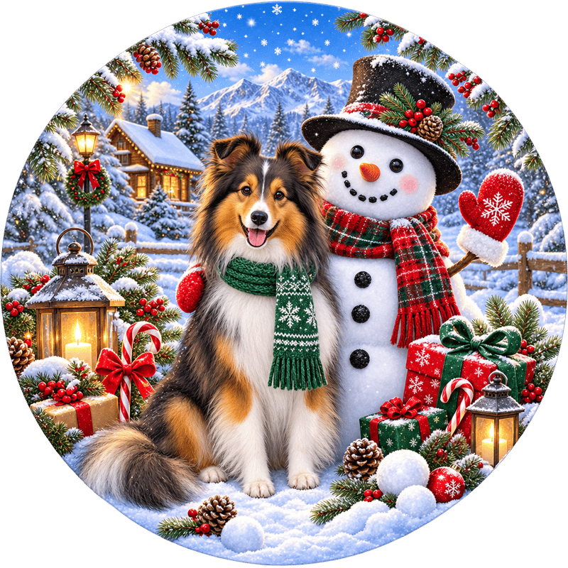Cheerful Shetland Sheepdog Holiday PNG