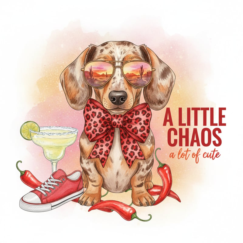 Watercolor Dapple Dachshund Illustration