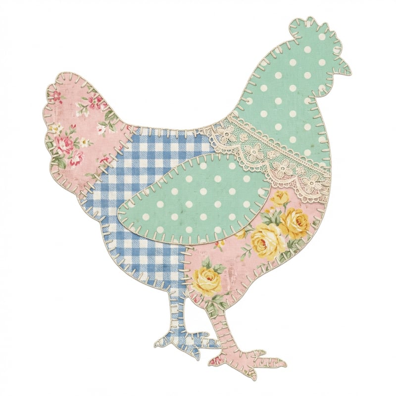 Vintage Patchwork Chicken Silhouette