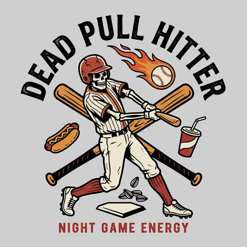 Retro Skeleton Baseball T-Shirt Design