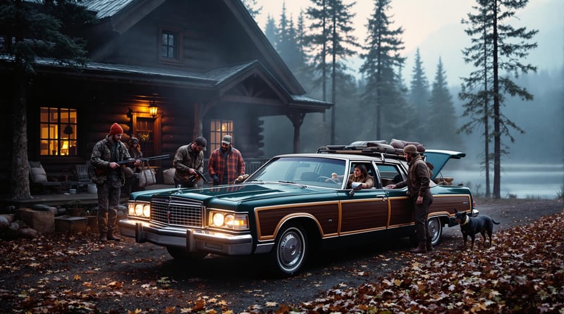 Vintage Nash Ambassador Hunting Scene