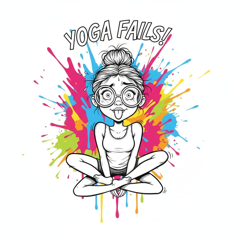 Quirky Woman Yoga Cartoon Sketch