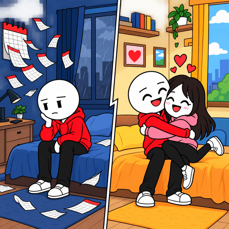 Split-Scene Flat 2D Cartoon