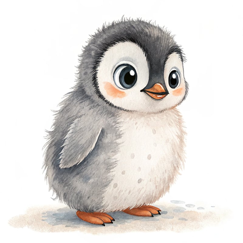 Fluffy Baby Penguin with Sparkling Eyes