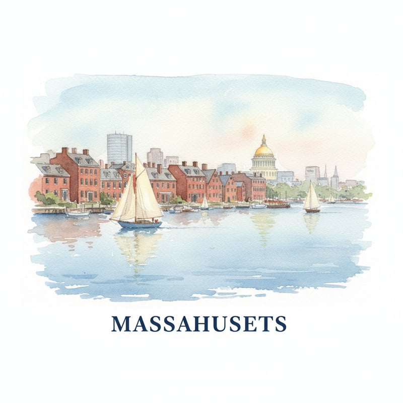 Watercolor Paintings of Baltimore and Boston Harbors