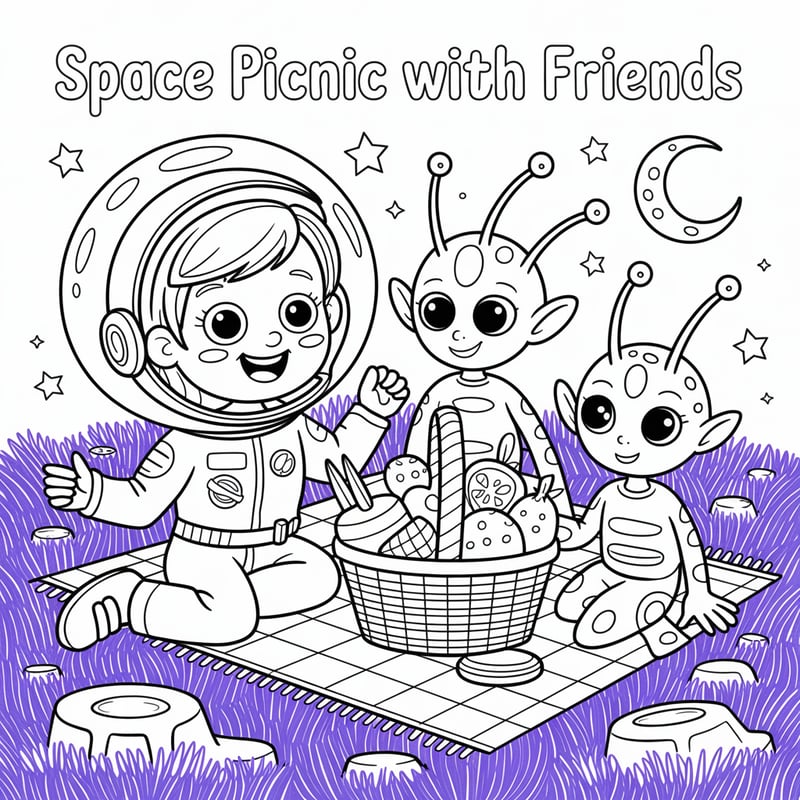 Space Picnic Coloring Page