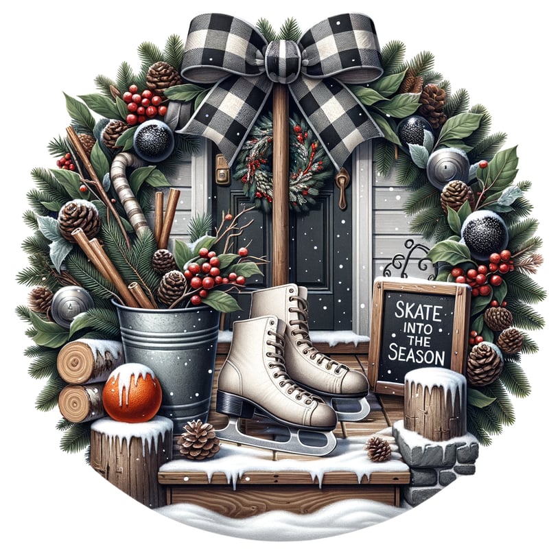Cozy Circular Christmas Porch Art