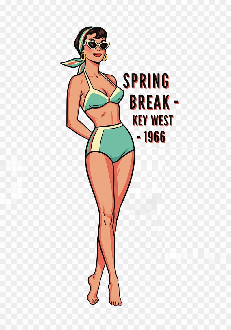 1960s Key West Spring Break Pin-Up