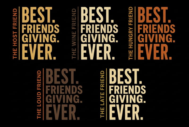 Adult Friendsgiving Roles Typography Designs