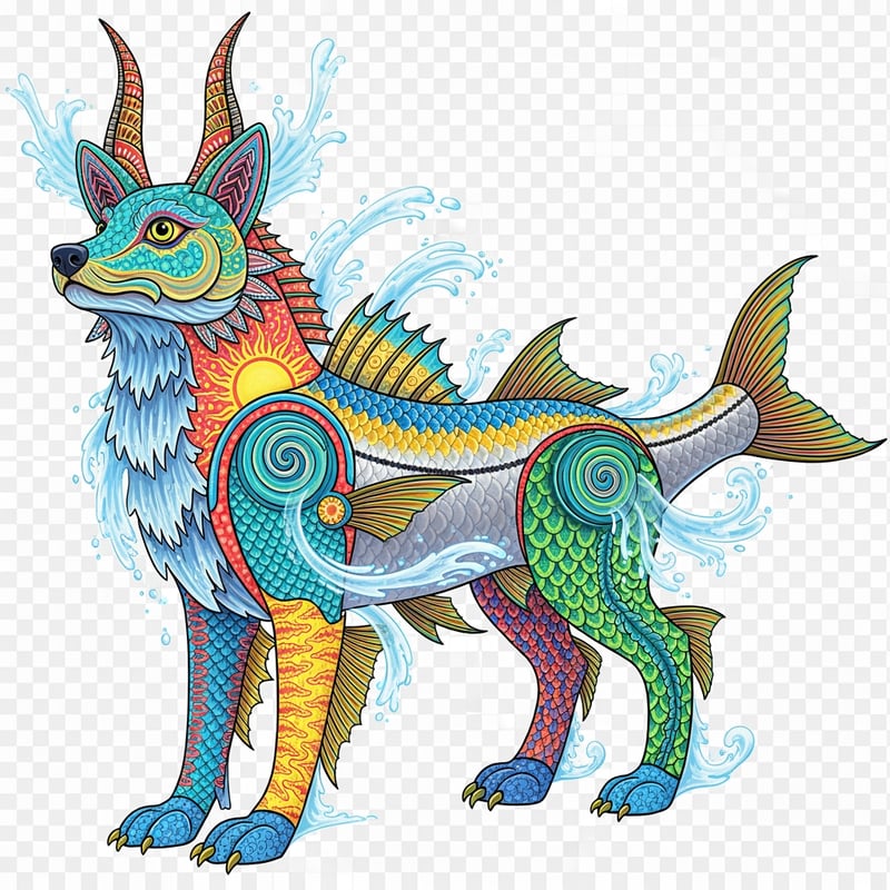 Alebrije-Inspired Florida Lagoon Wolf
