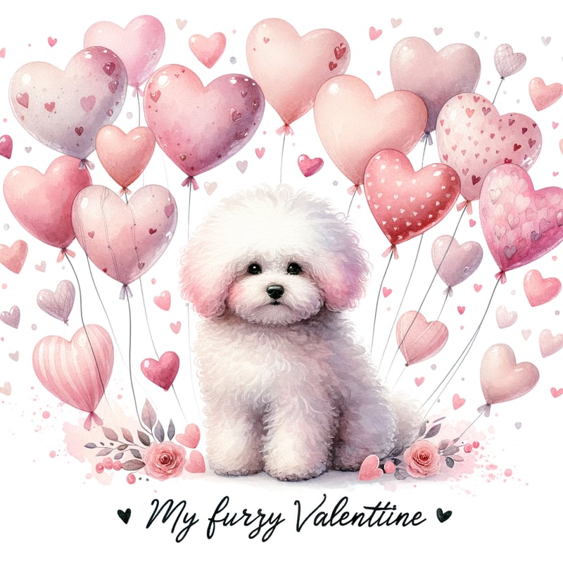 Bichon Havanais Valentine Watercolor Clipart