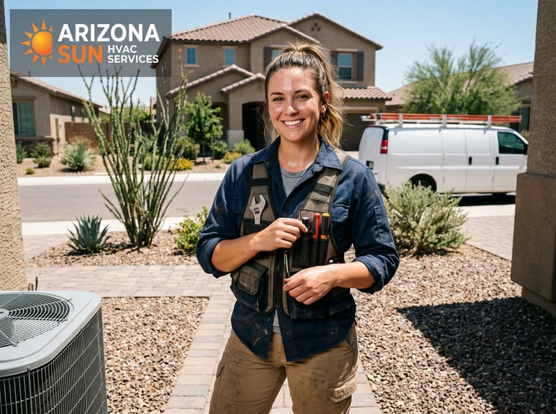 Attractive Female HVAC Worker in Arizona