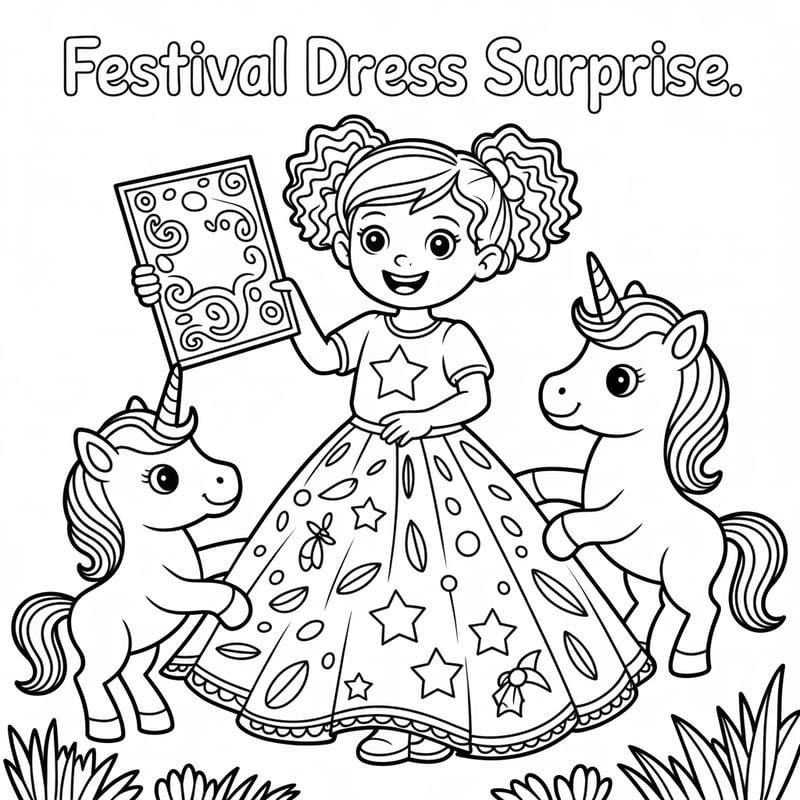 Magical Coloring Page: Festival Dress Surprise