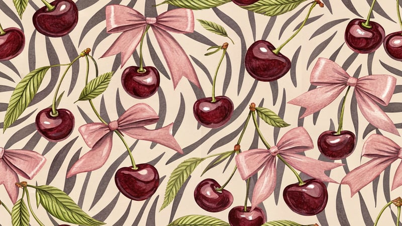 Burgundy Cherries Print Design