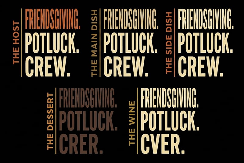 Friendsgiving Potluck Typography Designs