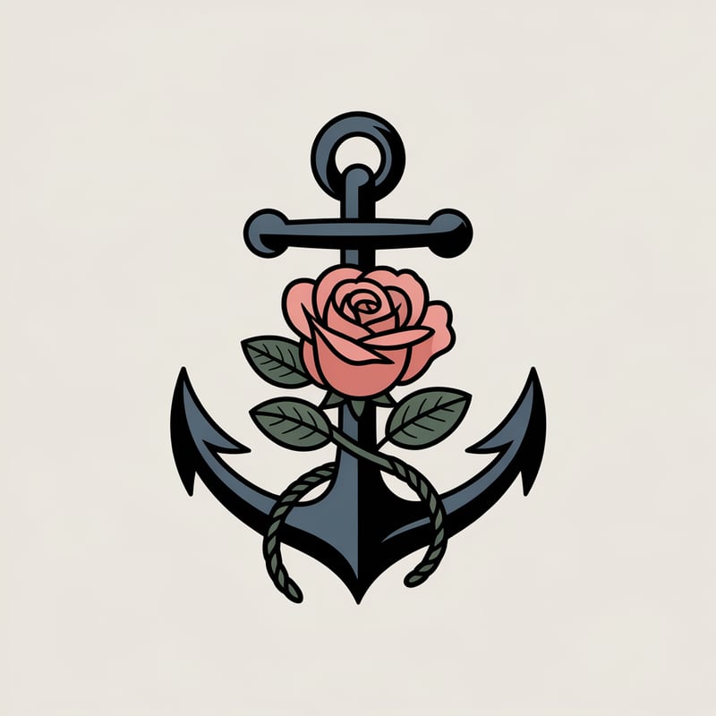 Anchor and Rose Vector Emblem