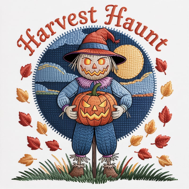 Embroidery Illusion Halloween Scarecrow