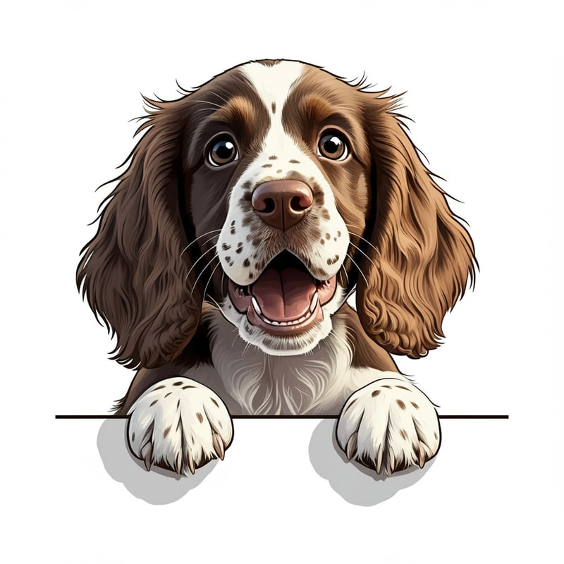 Excited English Springer Spaniel Illustration