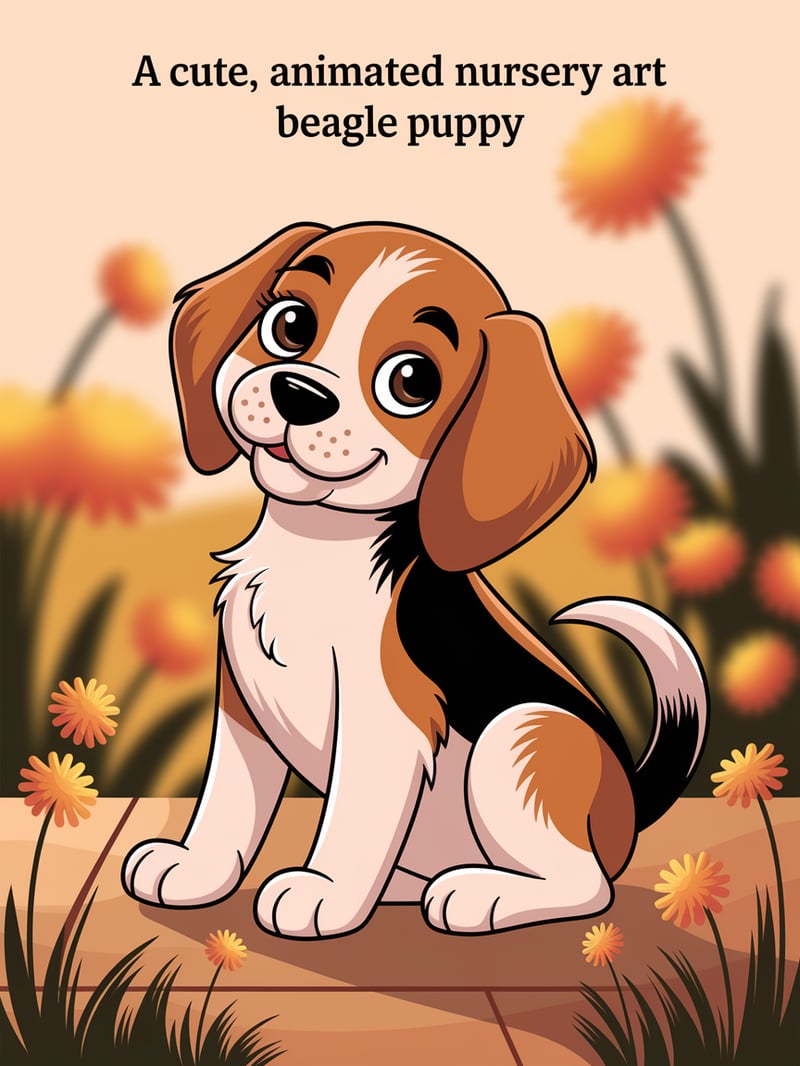 Cute Animated Beagle Puppy Art